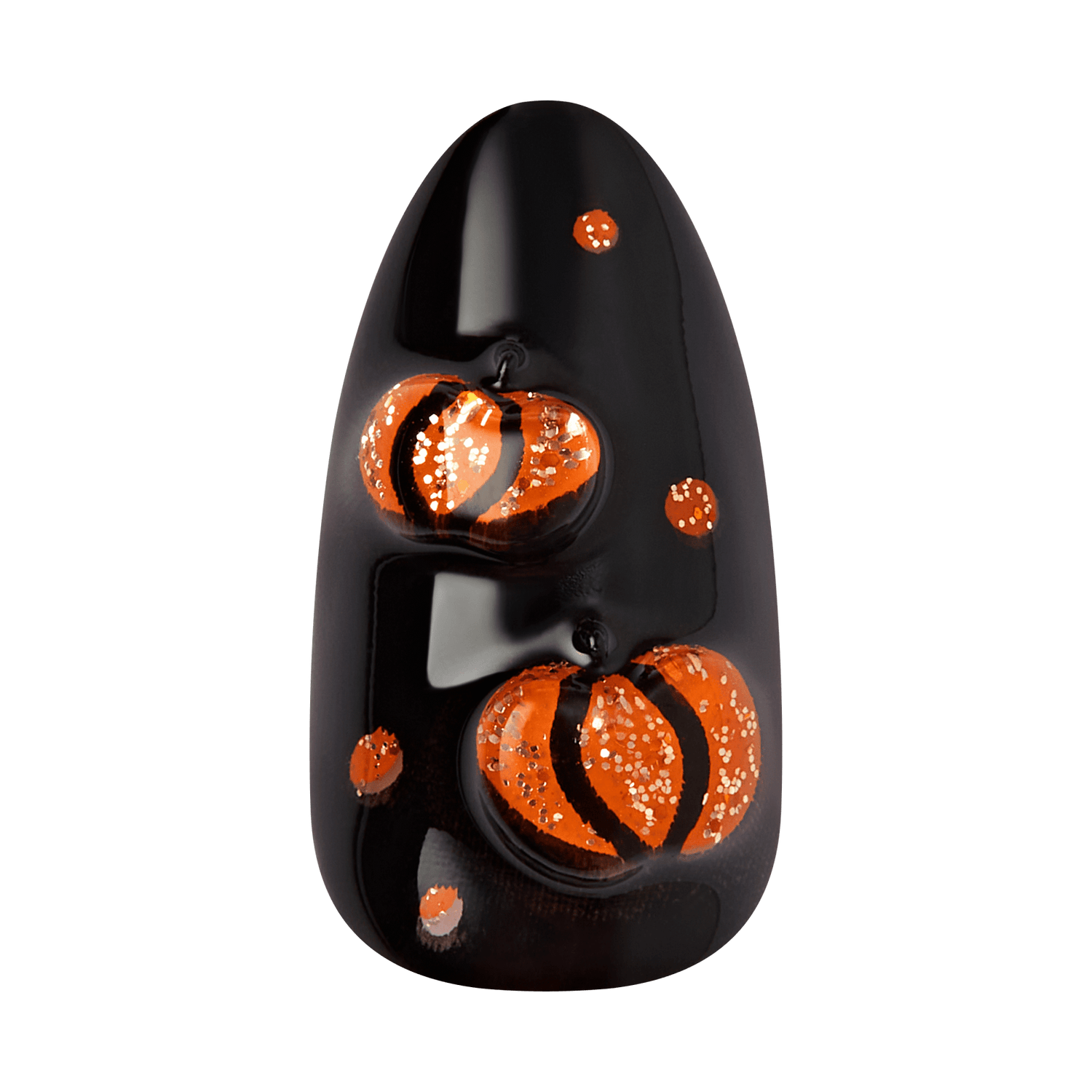 Kiss Haunt Halloween Press On Fake Glue Nails - Witching Hour | Design, Orange, Medium, Almond, Glow In The Dark