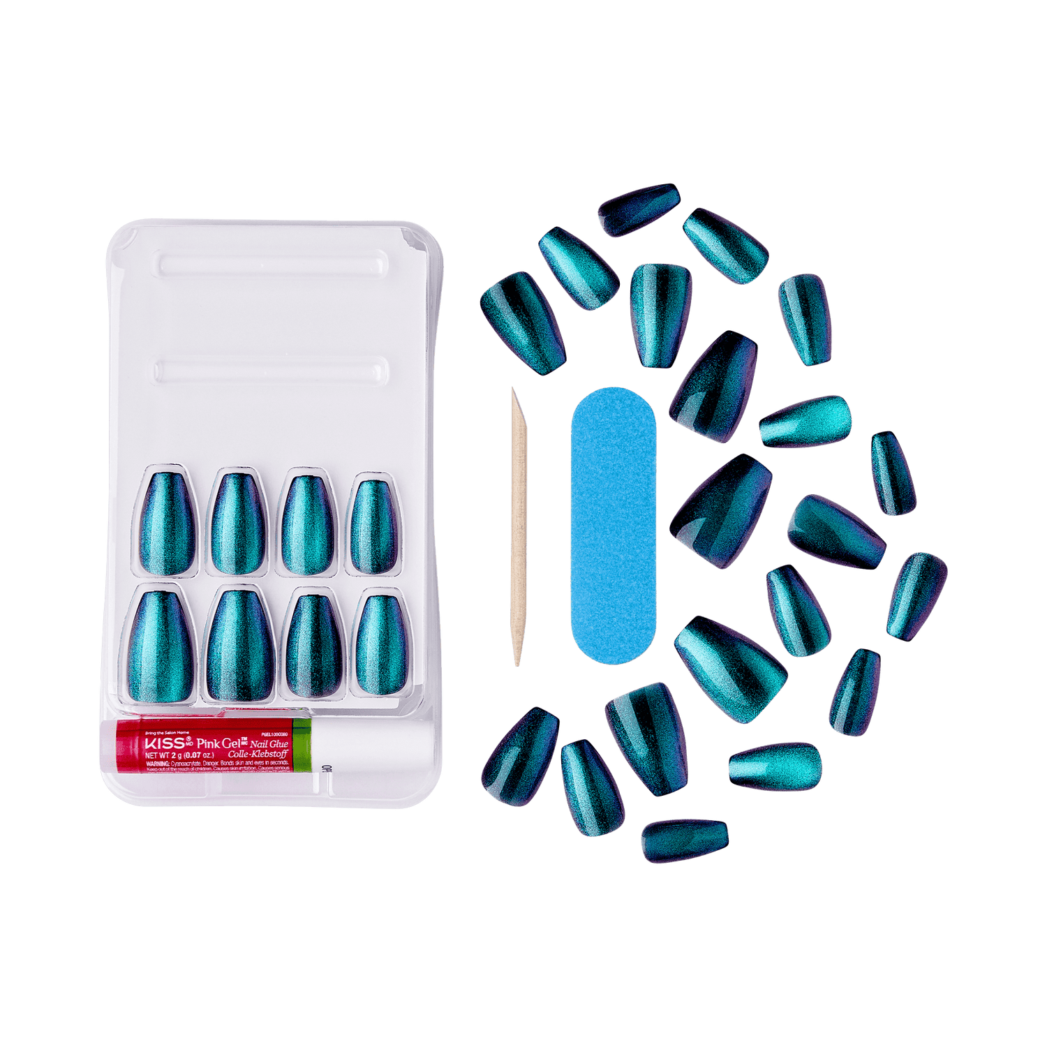 KISS Gel Fantasy Magnetic Press On Glue Nails - Chameleon