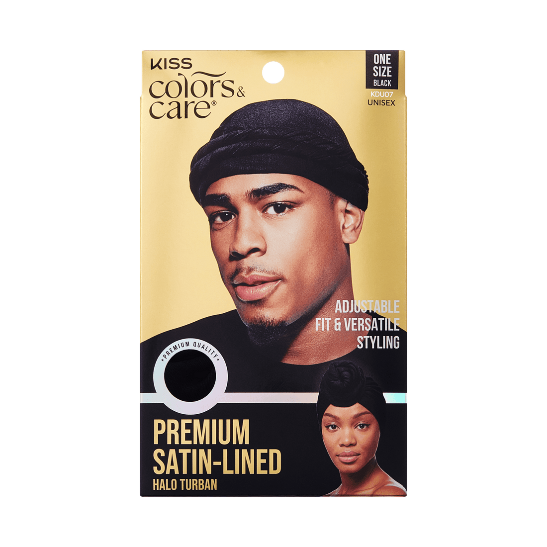 KISS Colors &amp; Care Premium Satin-Lined Halo Turban,  Black