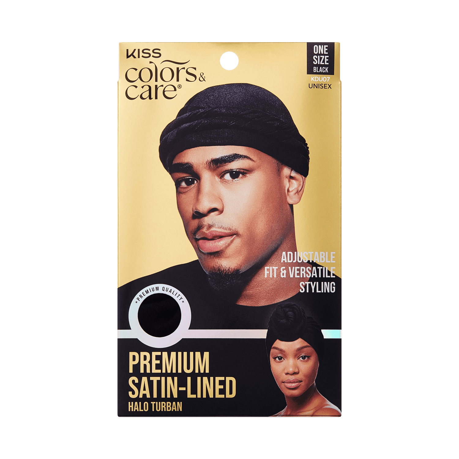 KISS Colors &amp; Care Premium Satin-Lined Halo Turban,  Black