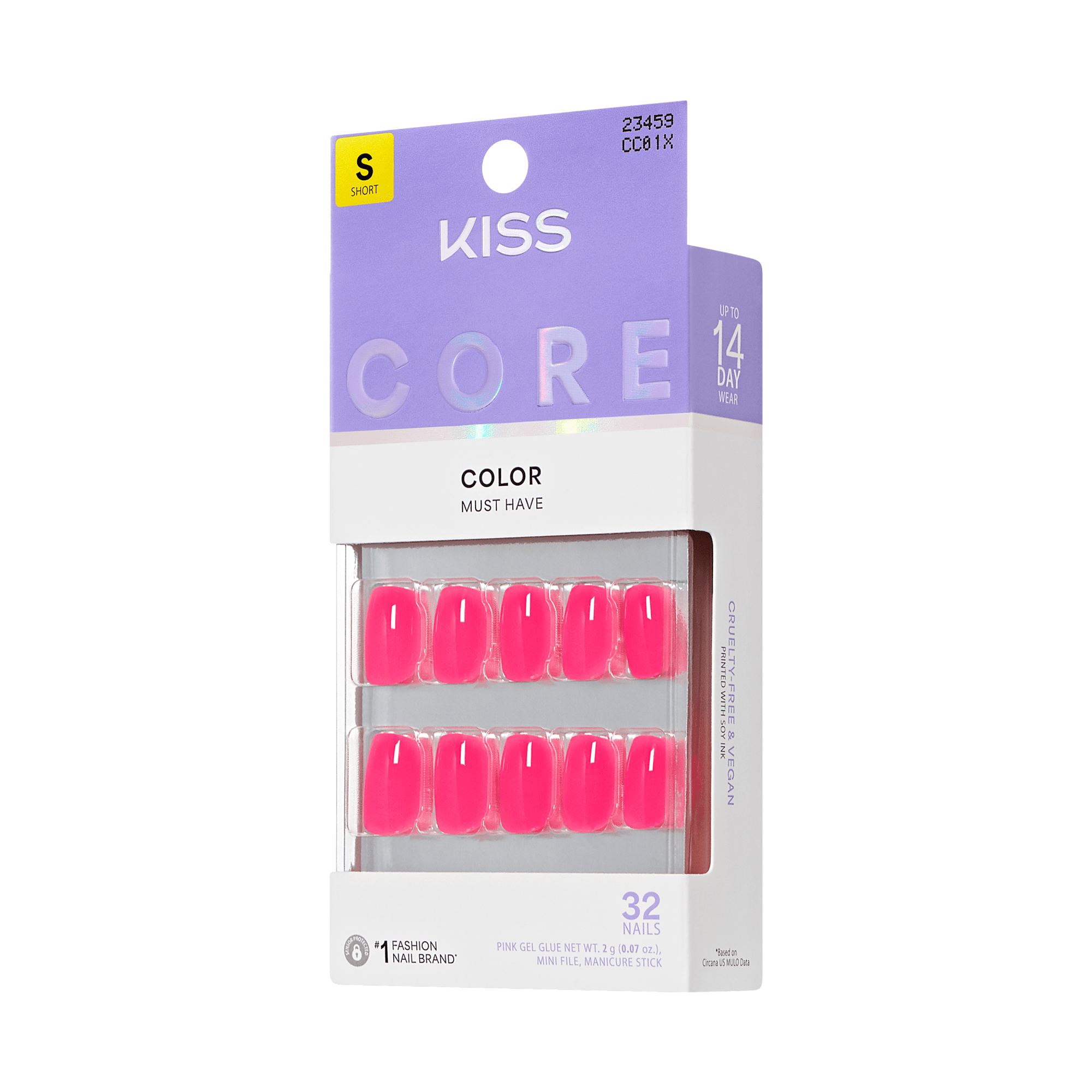 KISS Core Color Must Have Short Pink Gel Nails 32-Count Pack