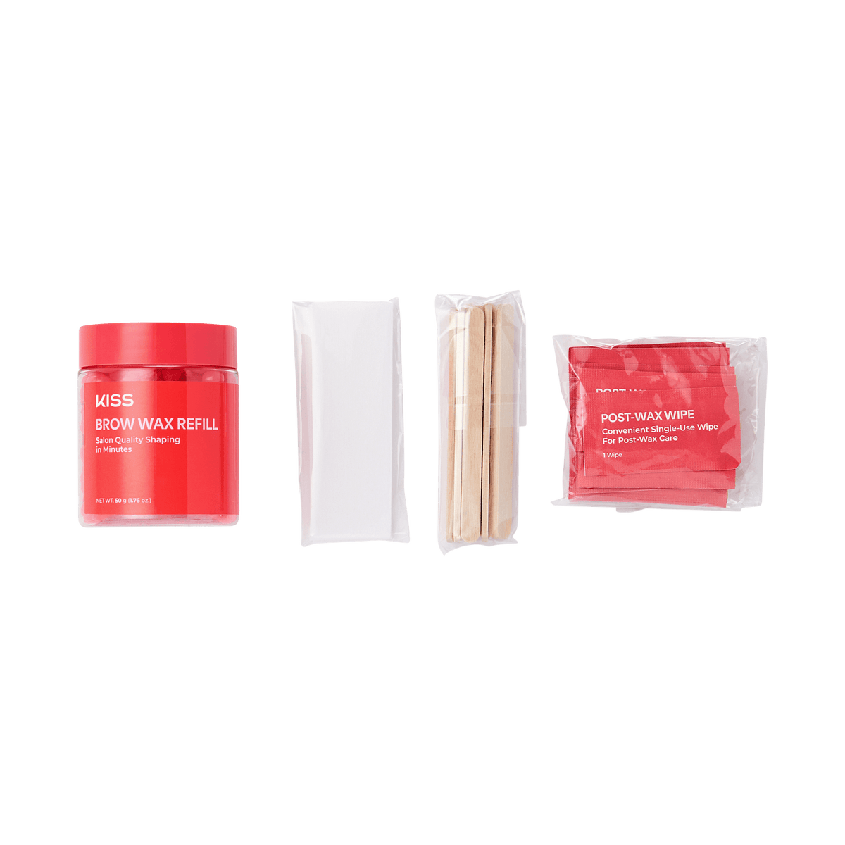 Kiss Brow Wax Kit Refill | Refill, Hard Wax, 10 Applicators, 10 Waxing Strips, 15 Post-Wax Wipes