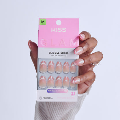 KISS GLAM Embellished Press On Glue Nails - Stardust Wonder