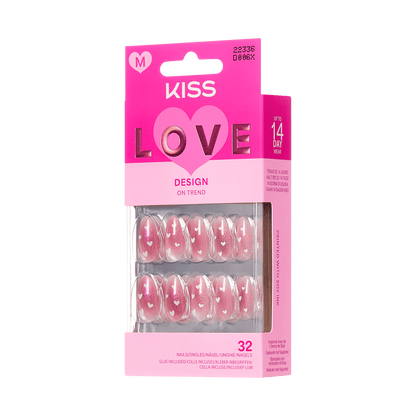 KISS LOVE Design Press On Glue Nails - My Forever Valentine