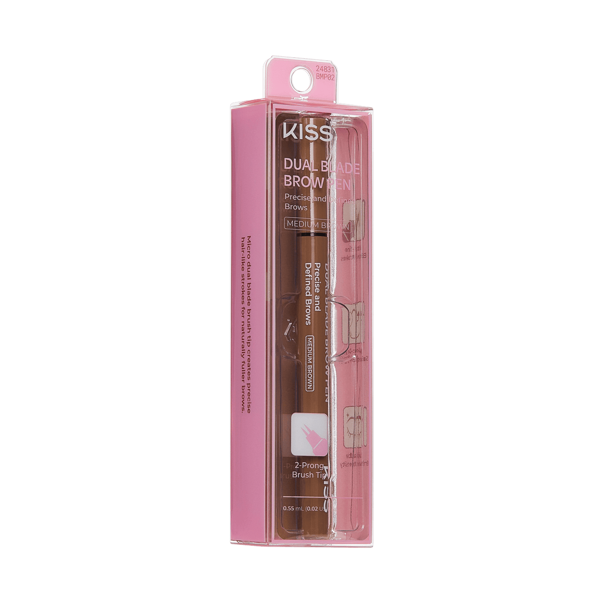 Kiss Dual Blade Brow Pen - Medium Brown | Smudge Free