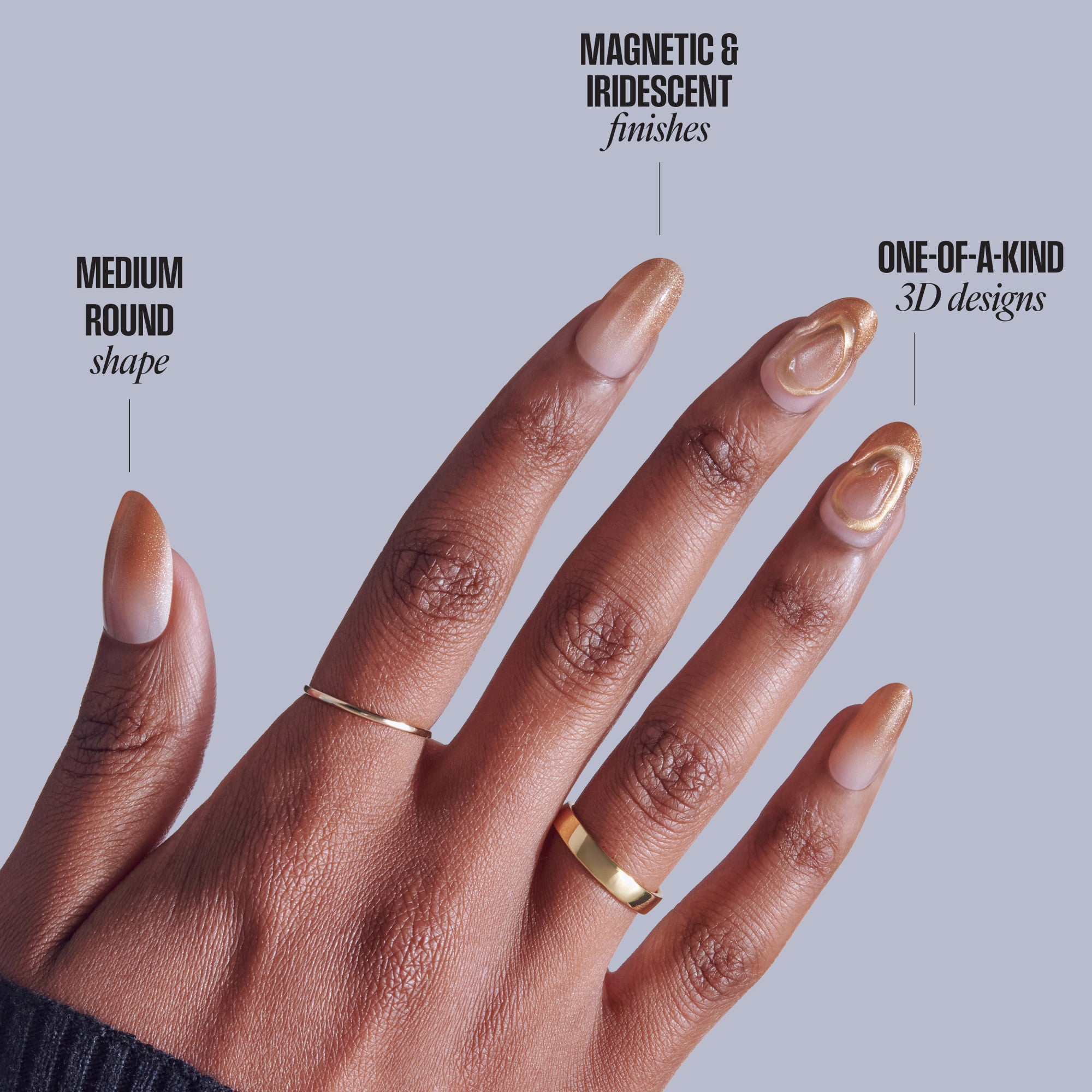 KISS NAIL DRIP Press On Glue Nails - Golden Laughter