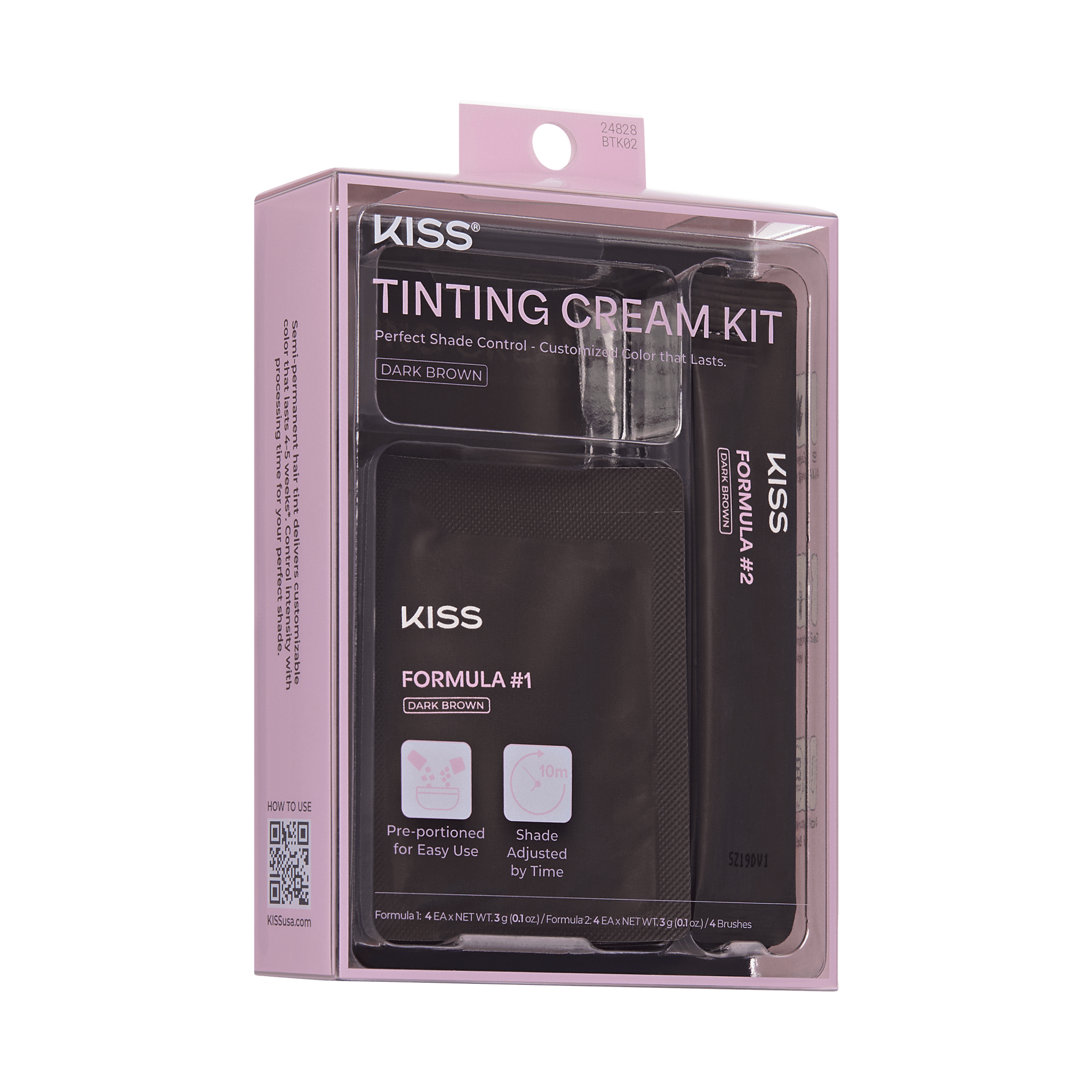 Kiss Tinting Cream Kit - Dark Brown | Starter Kit,  8 Pre-Measured Pouches, Eyebrow Brush
