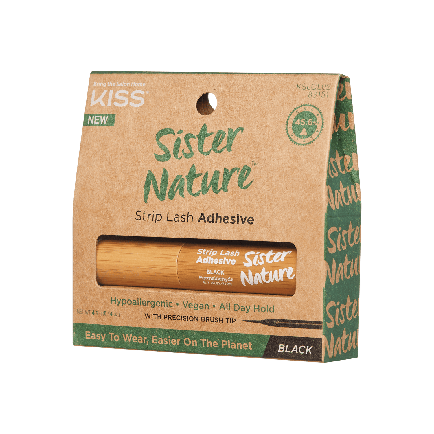 KISS Sister Nature Strip Lash Adhesive in Black with precision brush tip