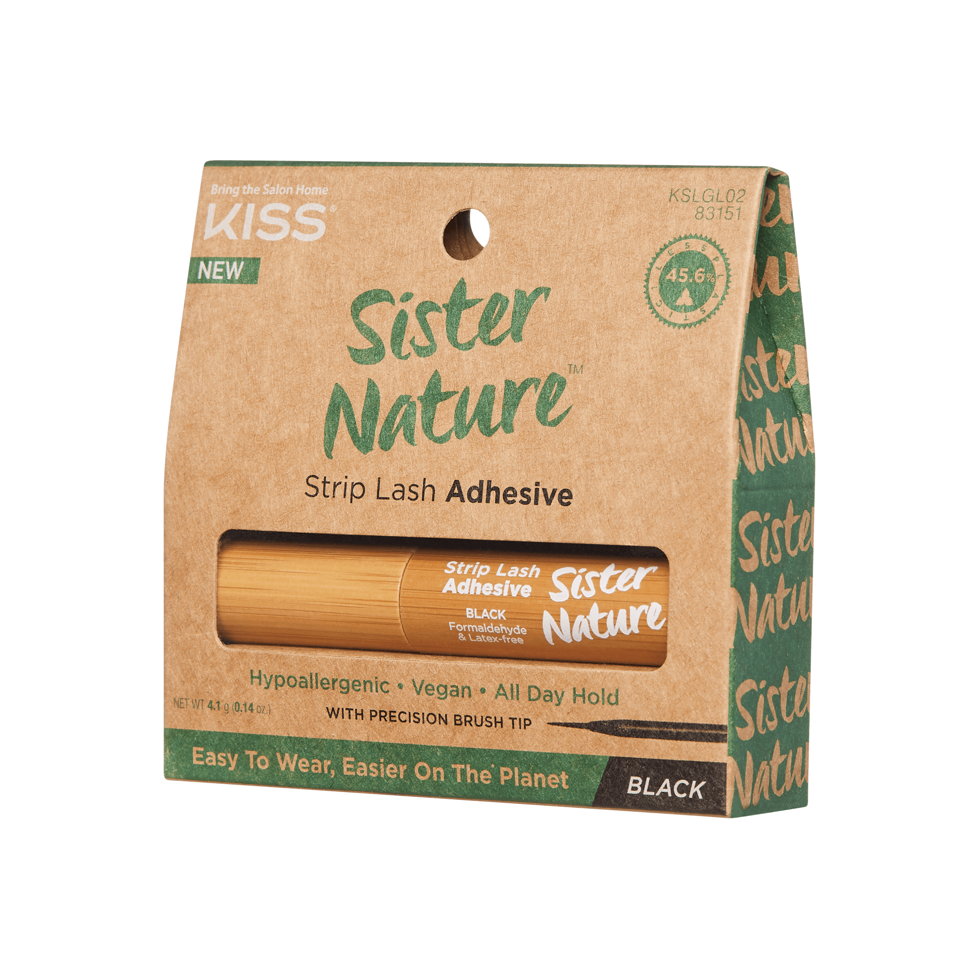 KISS Sister Nature Strip Lash Adhesive in Black with precision brush tip