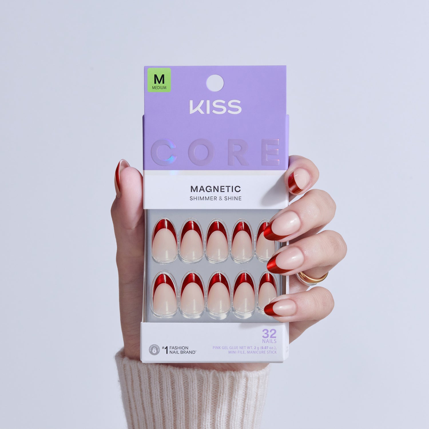 KISS CORE Magnetic Press On Glue Nails - Glistering