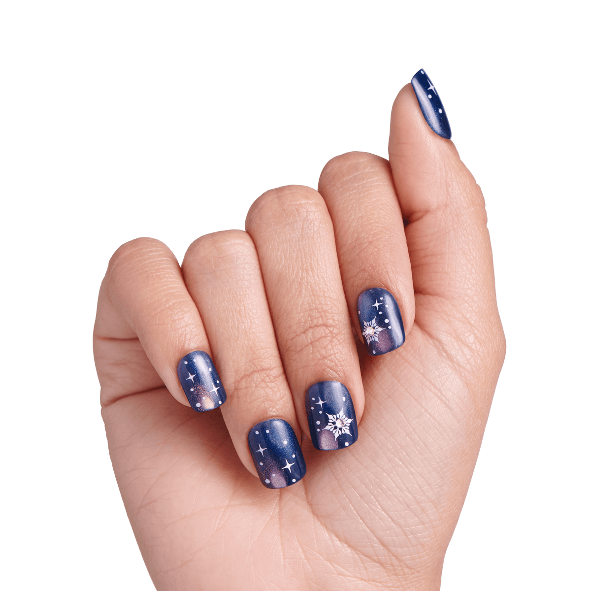 Impress Design Holiday No Glue Fake Press On Nails - Mistletoe Magic | Design, Blue, Short, Squoval, Manicure