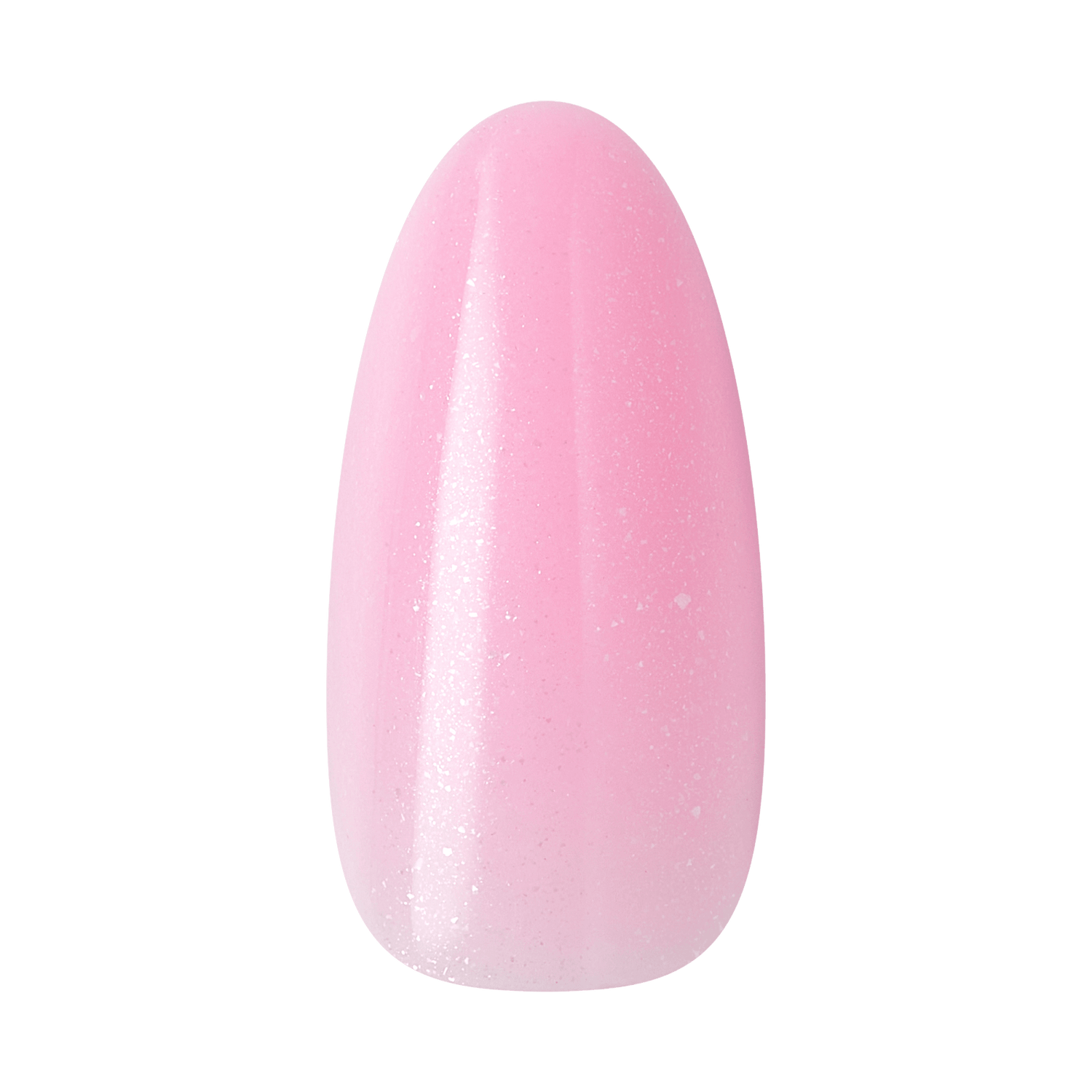 Pink shimmer nail polish swatch on white background