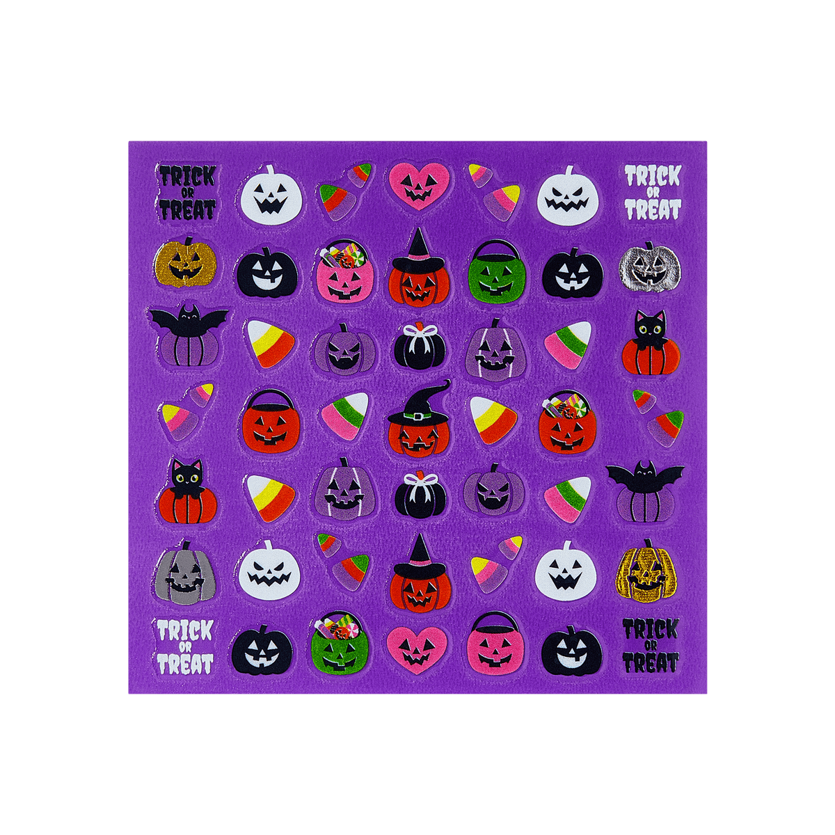 Kiss Glow-In-The-Dark Halloween Press On Fake Nail Art Stickers - Creepin’ | 3 Sheets, Multicolor