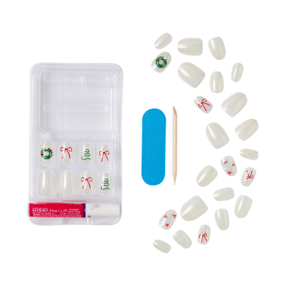 KISS Voguish Fantasy Holiday Press On Glue Nails - Sugar &amp; Spice
