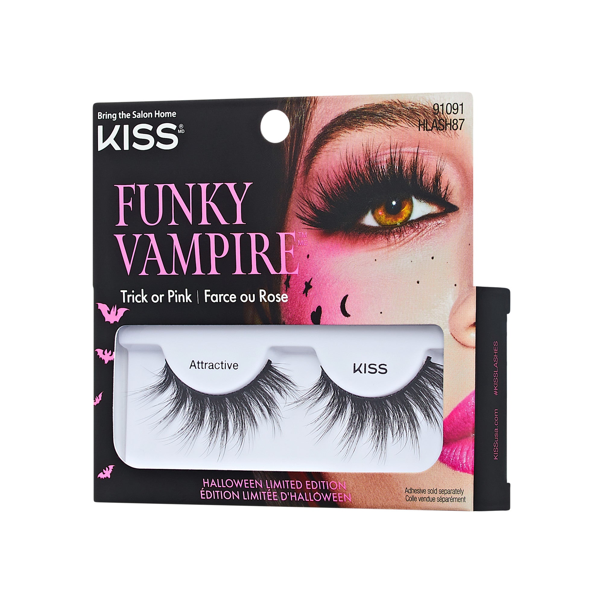 KISS Funky Vampire false eyelashes, Halloween limited edition, Trick or Pink style.