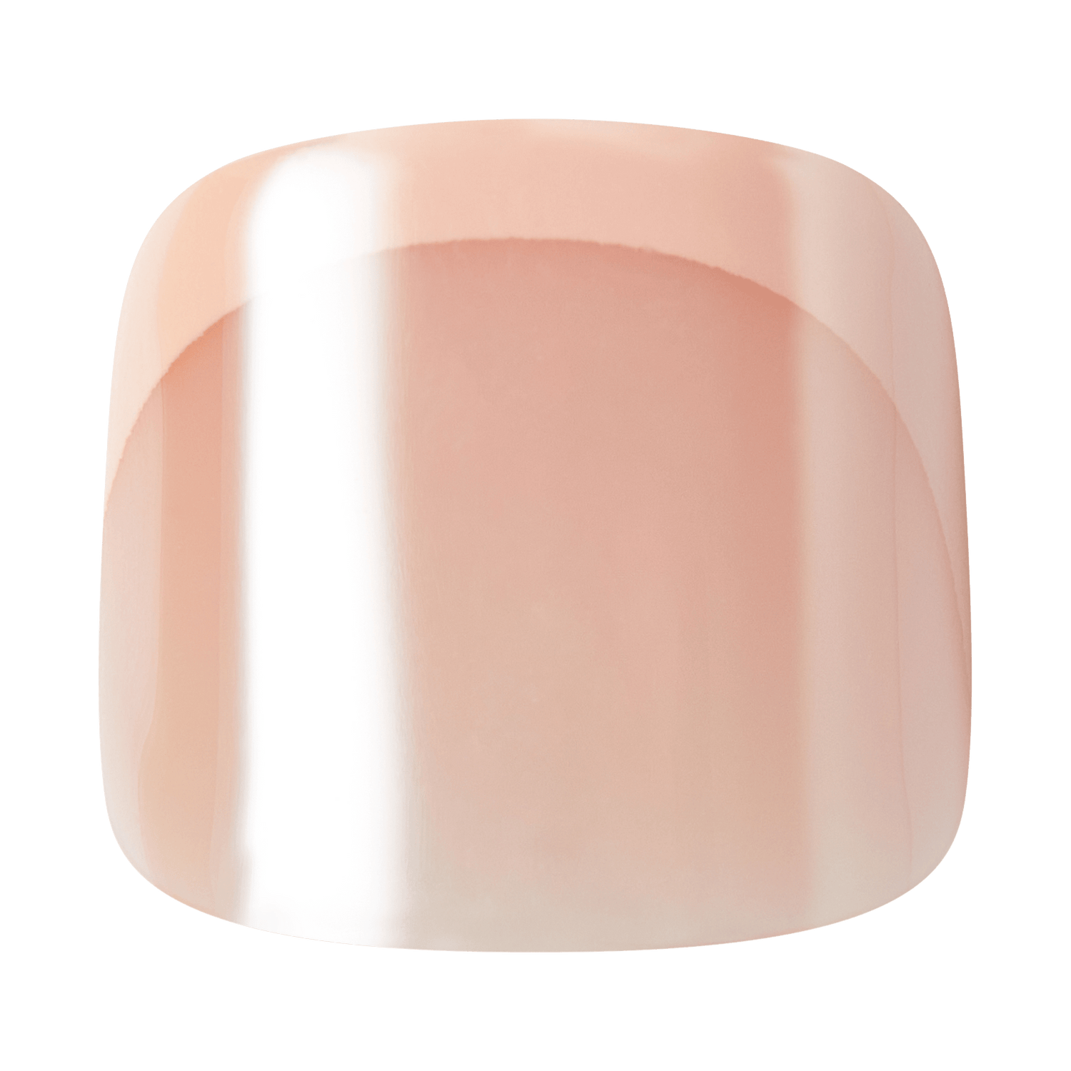 Soft peach gradient square-shaped acrylic nail with white shimmer highlight