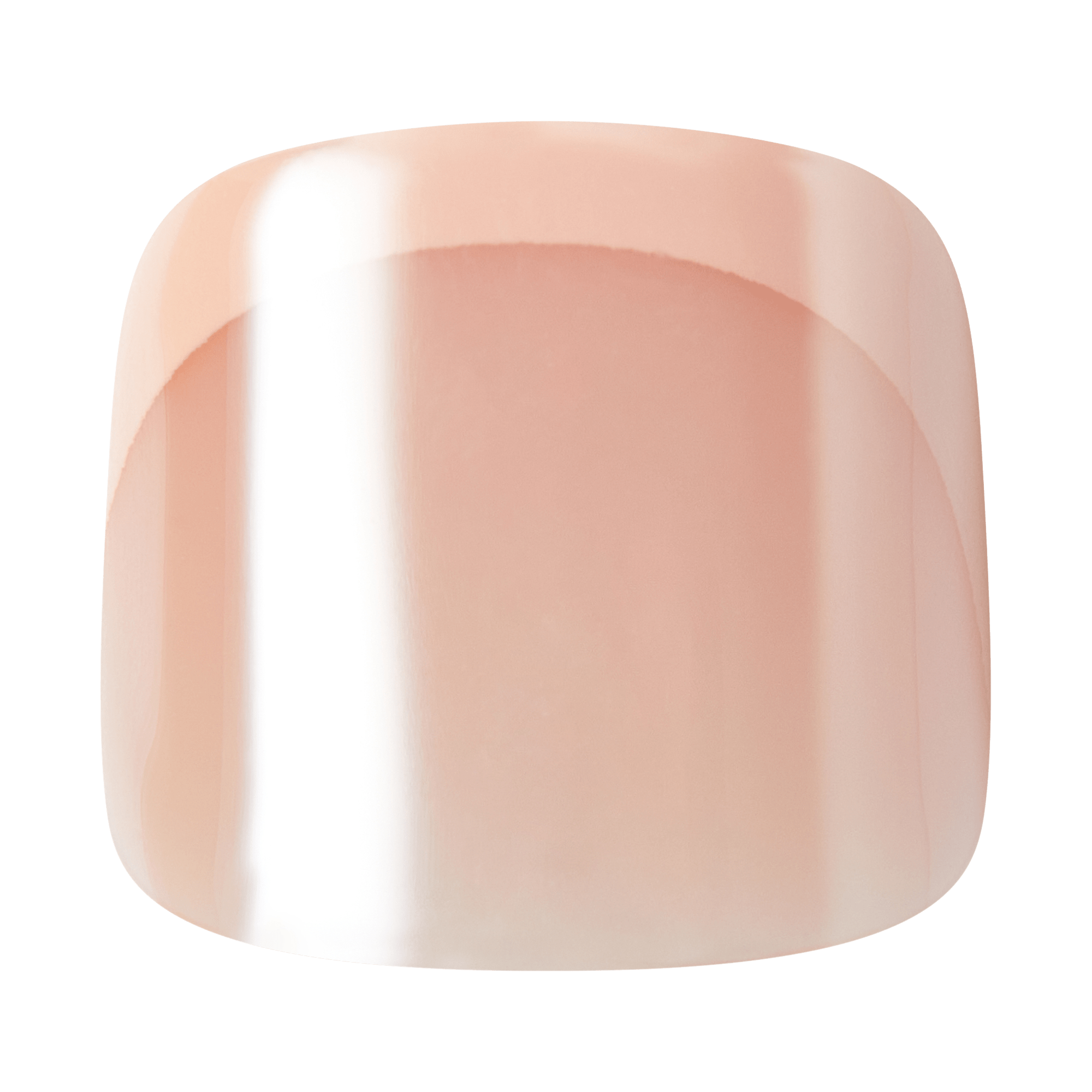 Soft peach gradient square-shaped acrylic nail with white shimmer highlight