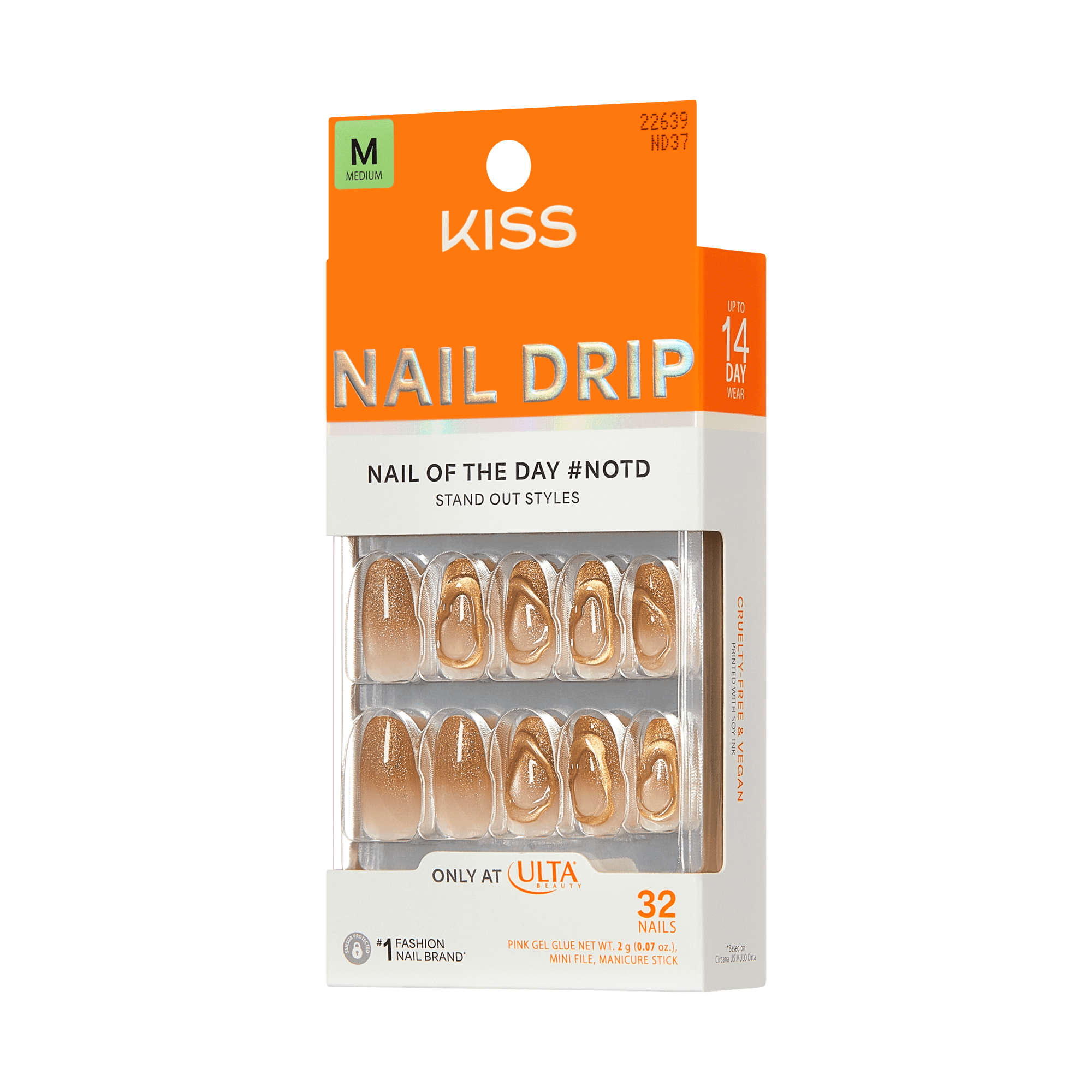 KISS NAIL DRIP Press On Glue Nails - Golden Laughter