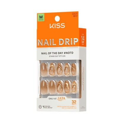KISS NAIL DRIP Press On Glue Nails - Golden Laughter