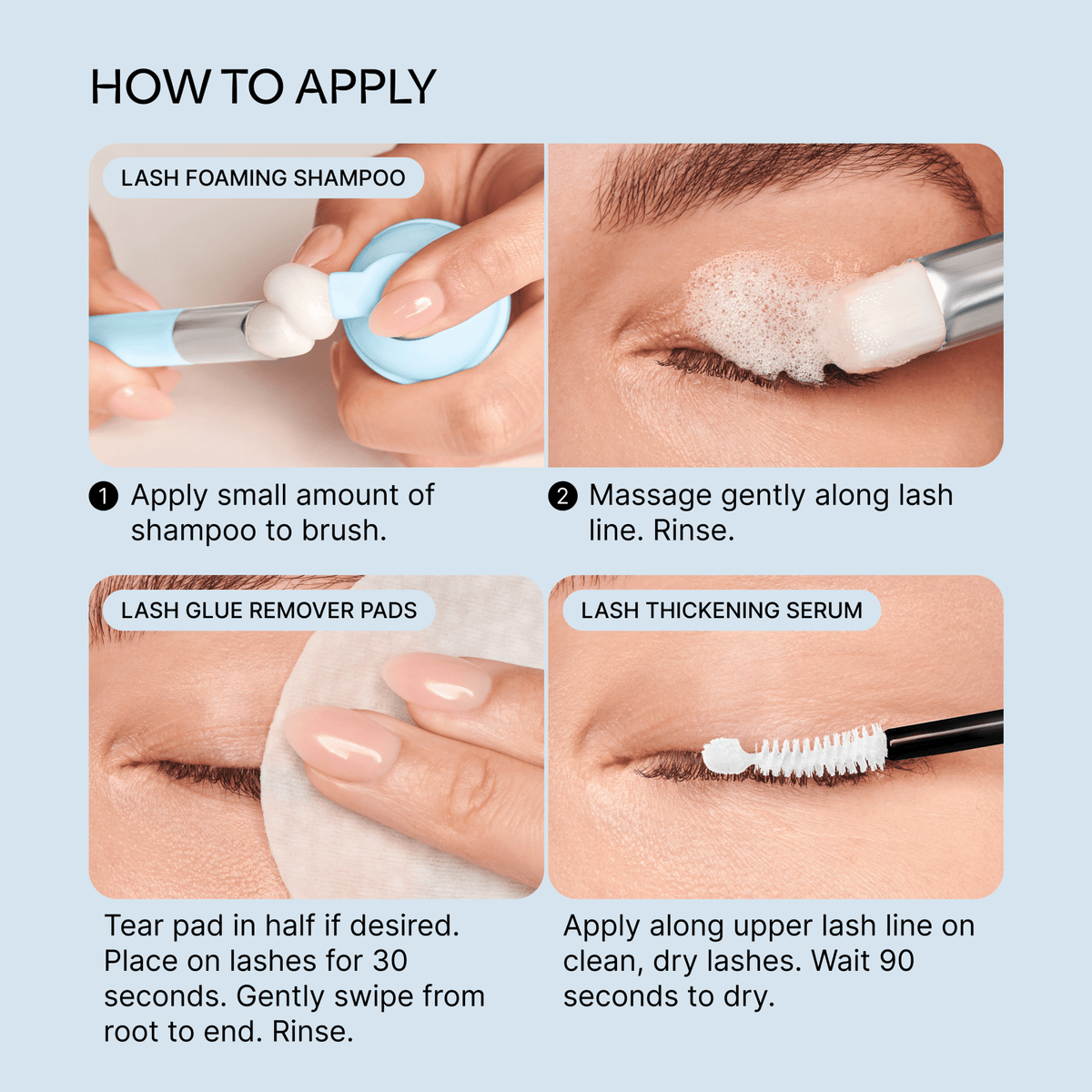 Kiss Lash Care Kit | Starter Kit, Lash Foaming Shampoo, Lash Thickening Serum, Lash Glue Remover Pads