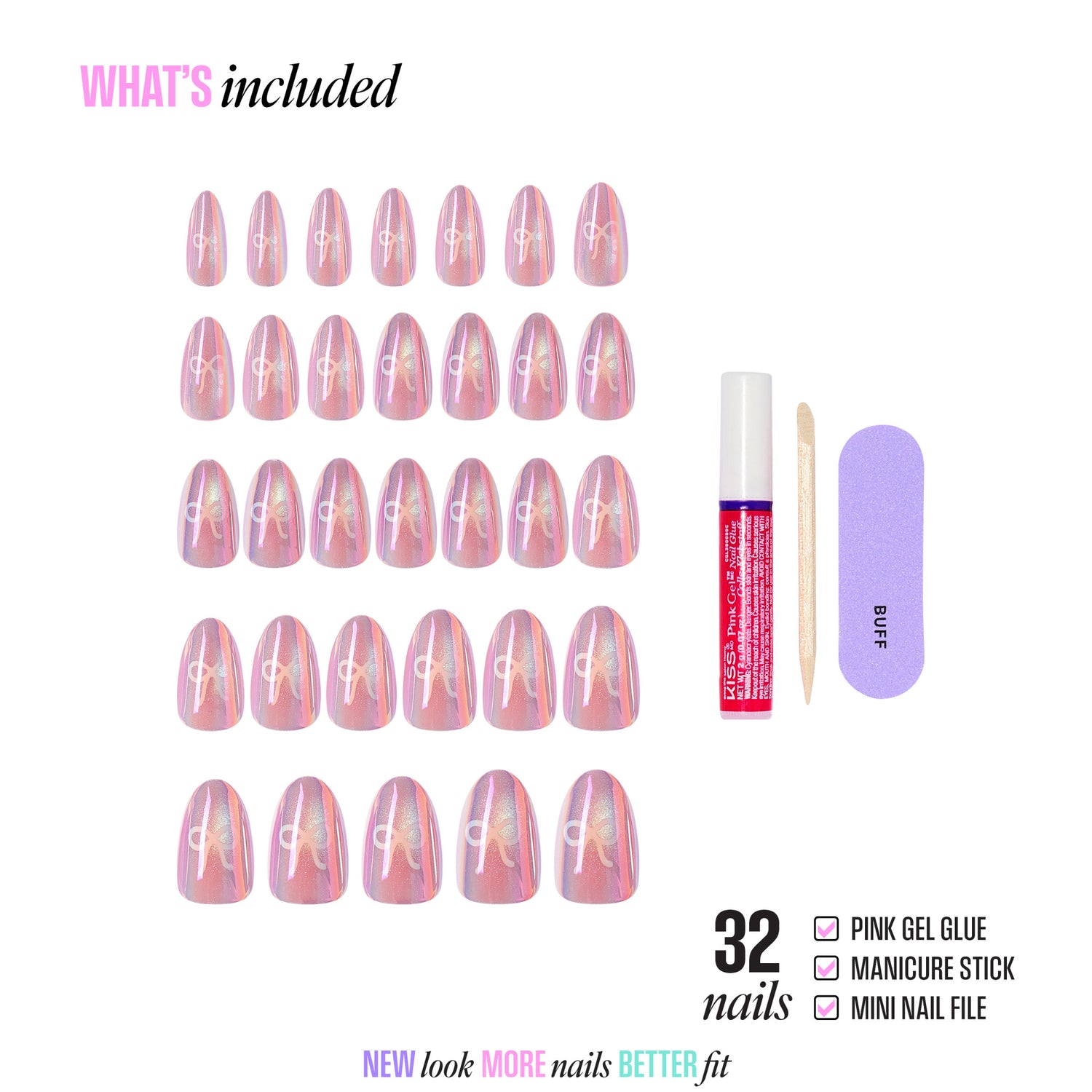 KISS GLAM Embellished Press On Glue Nails - Crystal Pop