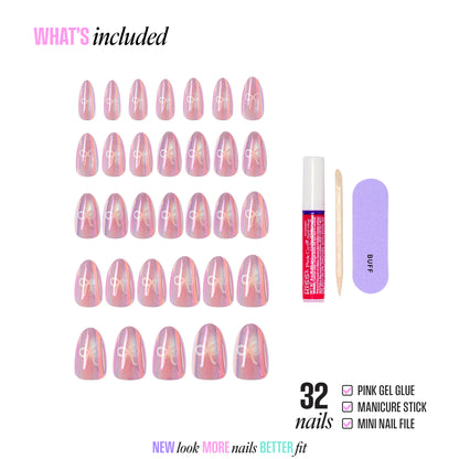 KISS GLAM Embellished Press On Glue Nails - Crystal Pop