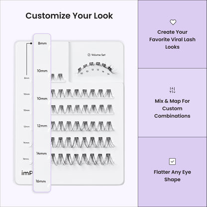 imPRESS Pre-Glued Individual Lashes Multipack, Classic Volume, 60 Lash Clusters