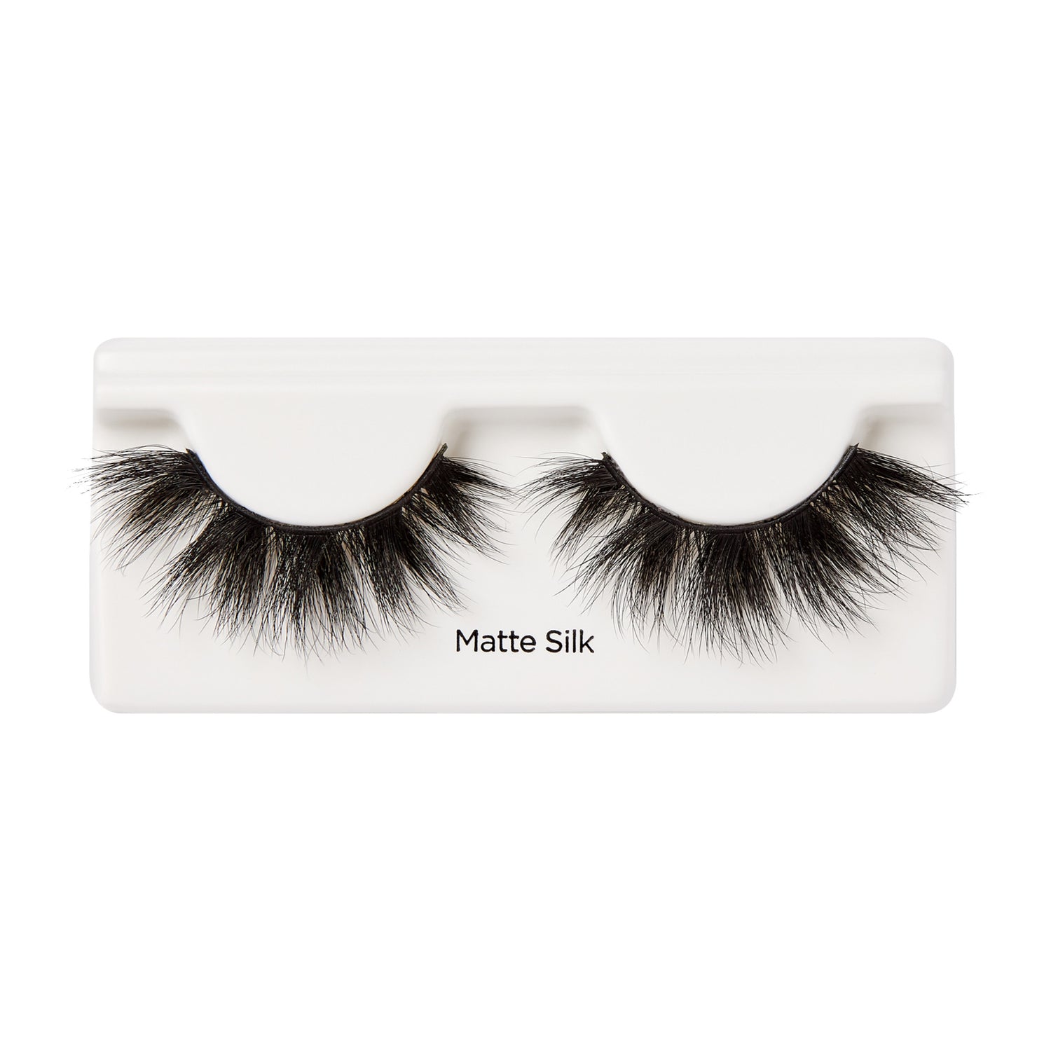 Matte Silk false eyelashes on white packaging strip