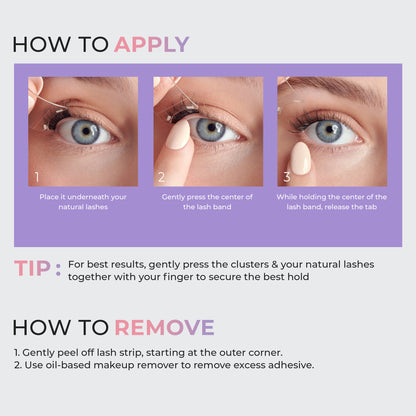 Authentic Natural | 1 Pair of Half Lash & 2 Clusters imPRESS Falsies easy tab 5mm-9mm No Glue Needed - Image 9