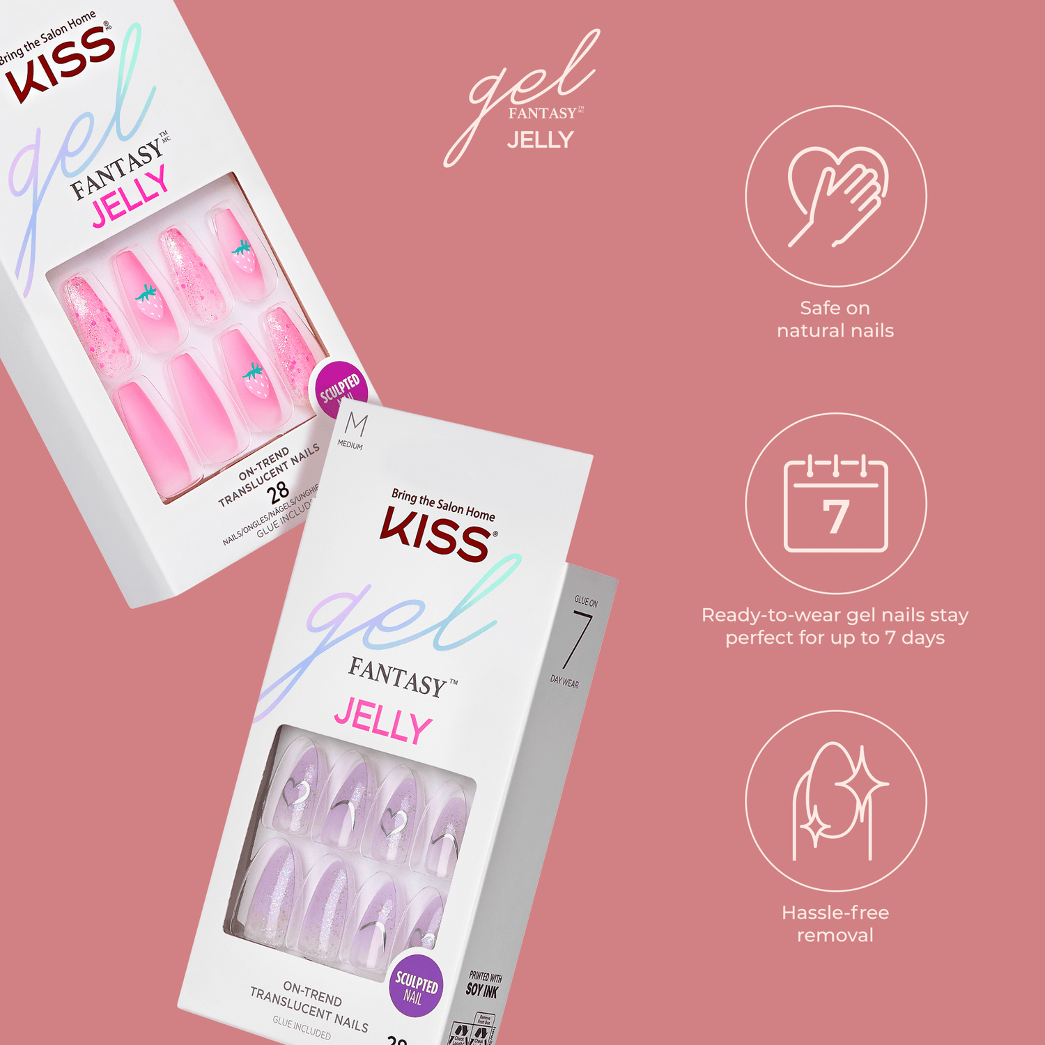 KISS Gel Fantasy Jelly Press On Glue Nails - Jelly Juice