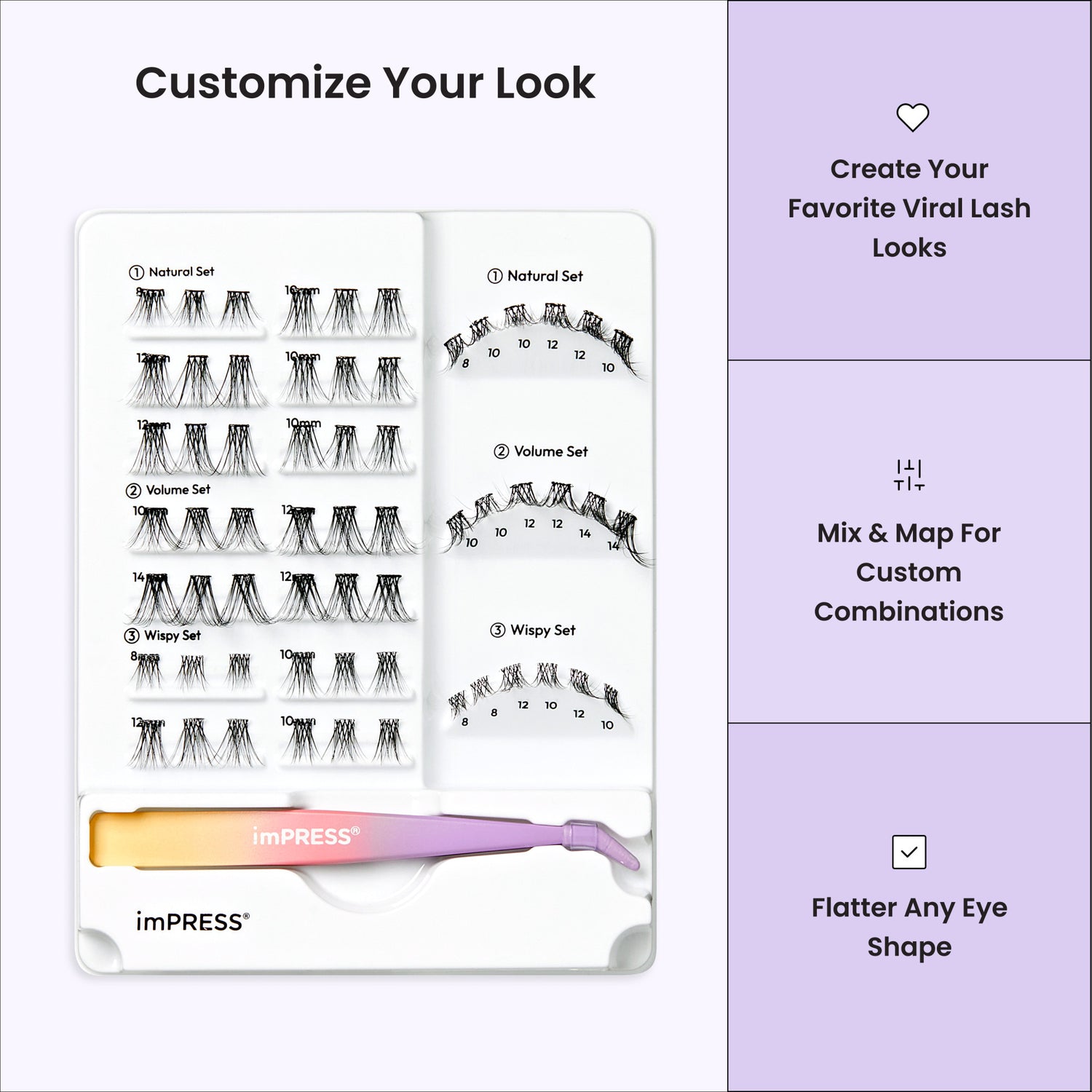 imPRESS Pre-Glued Individual Lashes Kit - 60 Lash Clusters