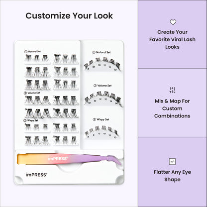 imPRESS Pre-Glued Individual Lashes Kit - 60 Lash Clusters