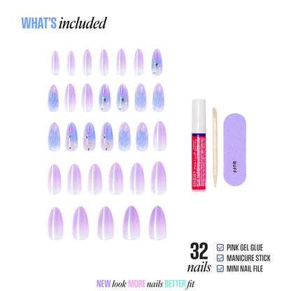 KISS LUXE Press On Glue Nails - Jasmine Skies