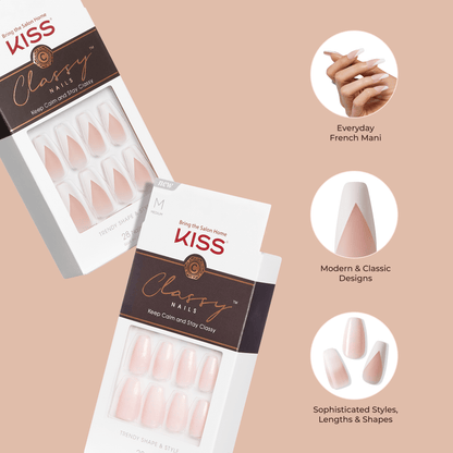 KISS Classy Press On Glue Nails - New Nail, New Me