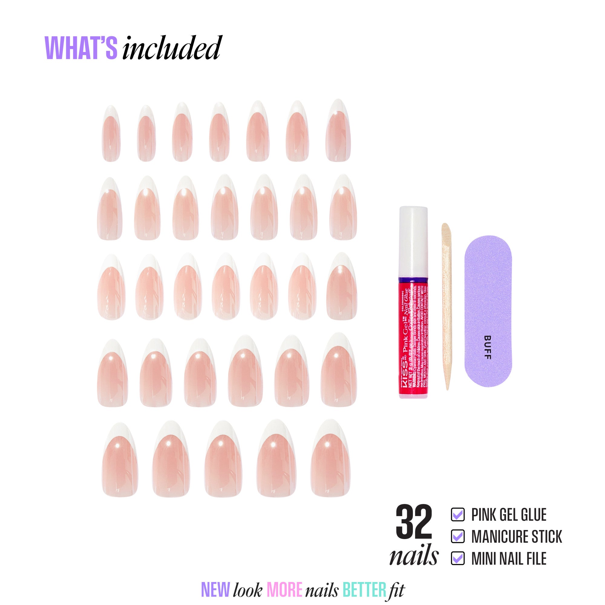 Kiss Core French Press On Glue Nails – Fascinating – KISS USA