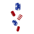 Nail art designs with American flag pattern on a transparent background