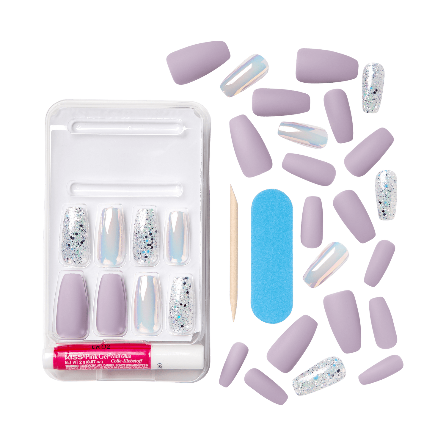 KISS Gel Fantasy Press On Glue Nails - Rainbow Rings
