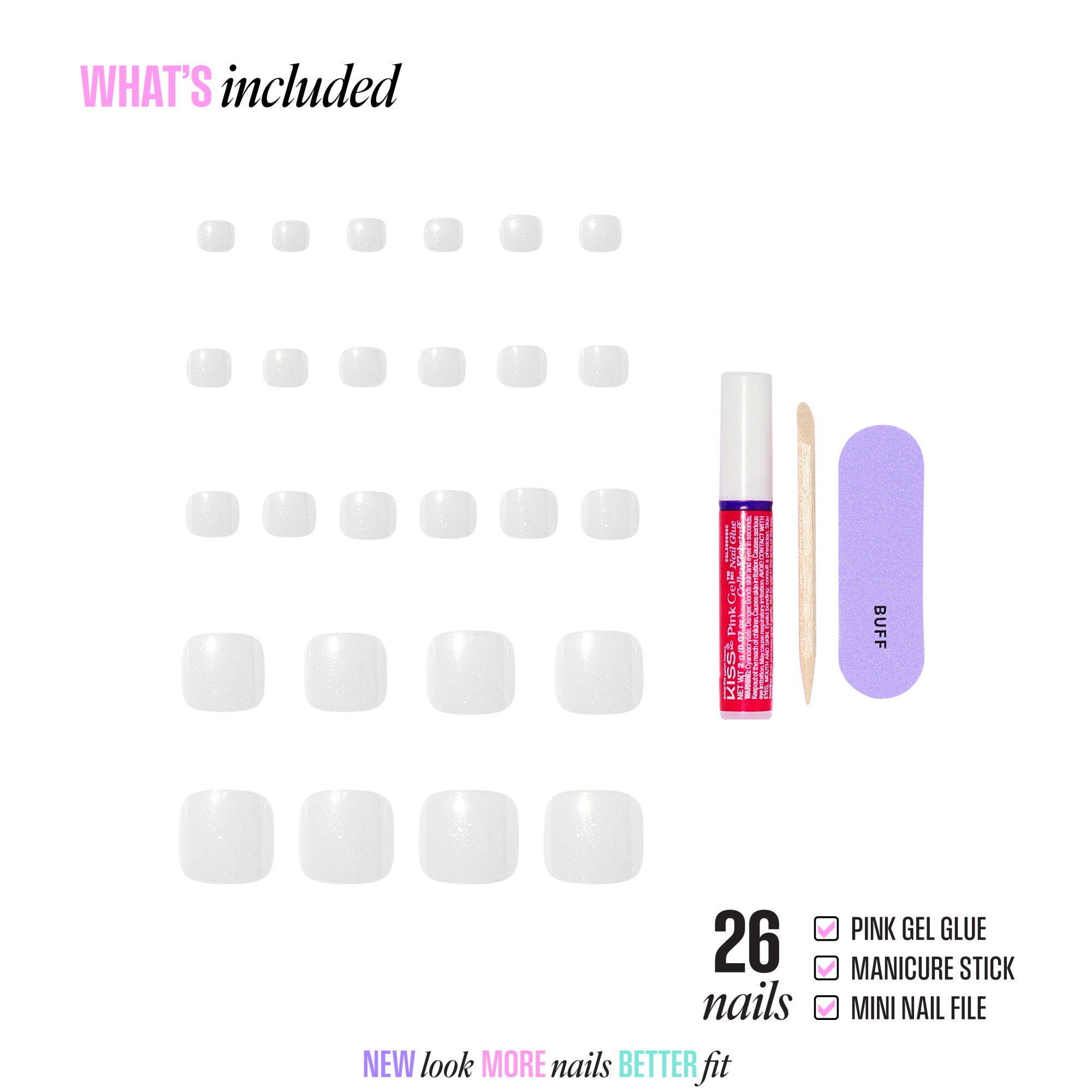 KISS GLAM Press On Glue Toenails- Twinkle Toes