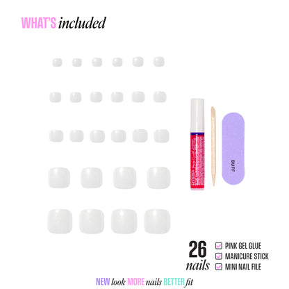 KISS GLAM Press On Glue Toenails- Twinkle Toes