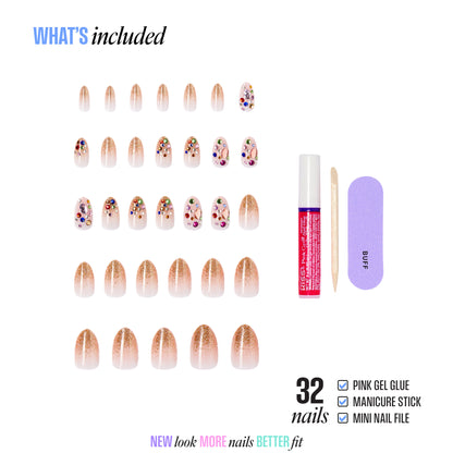 KISS LUXE Press On Glue Nails - Golden Field