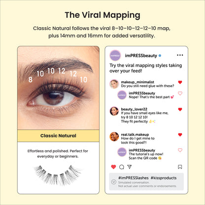 imPRESS Pre-Glued Individual Lashes Multipack, Classic Natural, 60 Lash Clusters