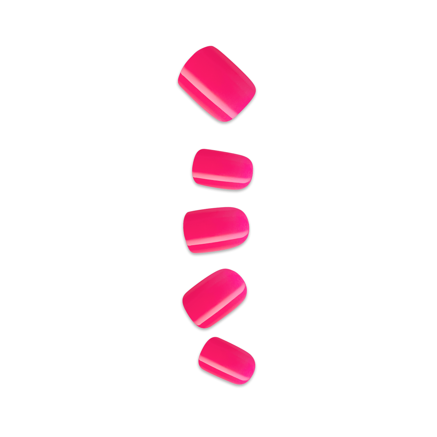 Five pink nails on a transparent background