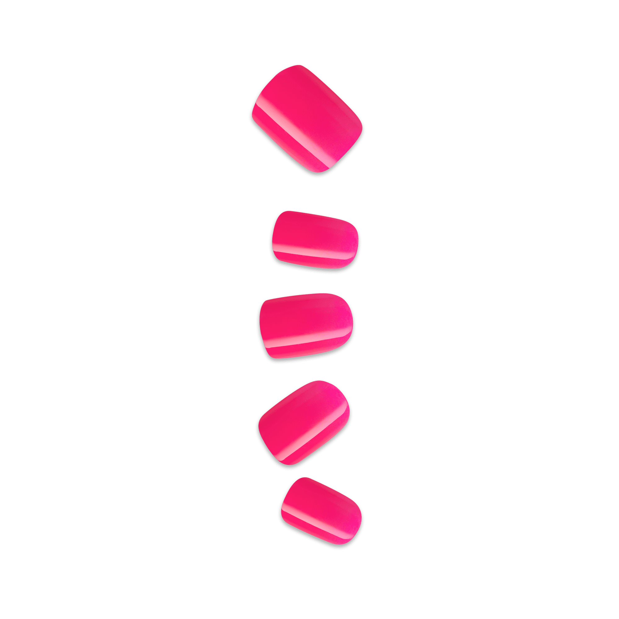 Five pink nails on a transparent background