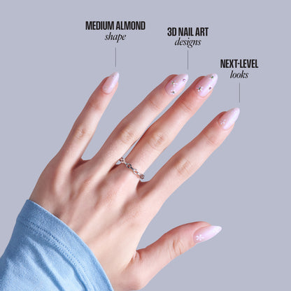 KISS GLAM 3D &amp; Jewel Press On Glue Nails  - Breeze of Bliss