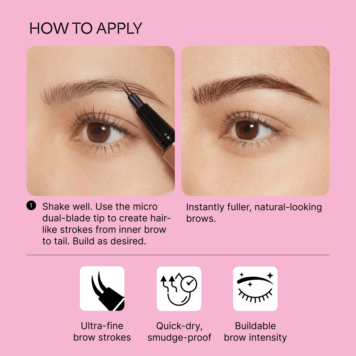 Kiss Dual Blade Brow Pen - Medium Brown | Smudge Free