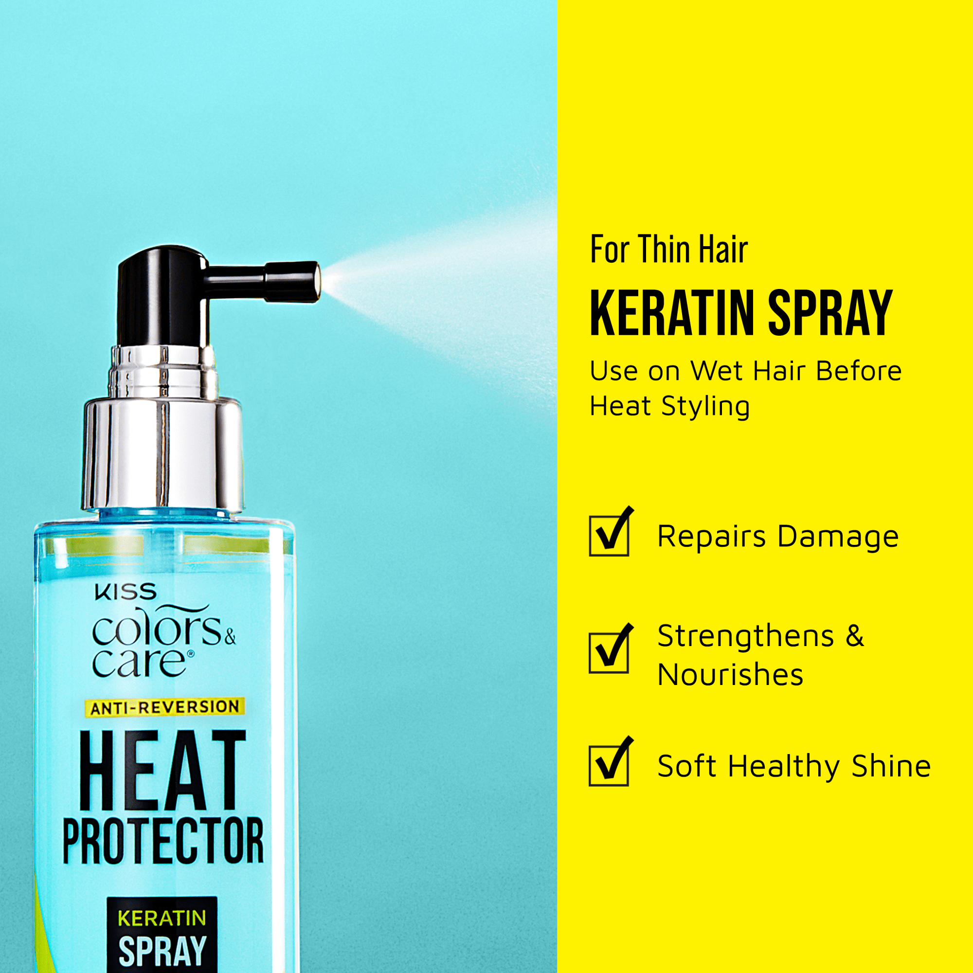 KISS Colors &amp; Care Anti-Reversion Heat Protector Keratin Spray