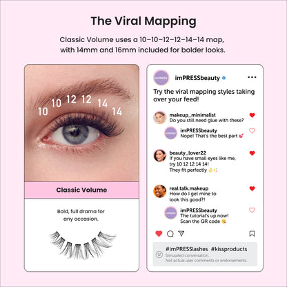 imPRESS Pre-Glued Individual Lashes Multipack, Classic Volume, 60 Lash Clusters