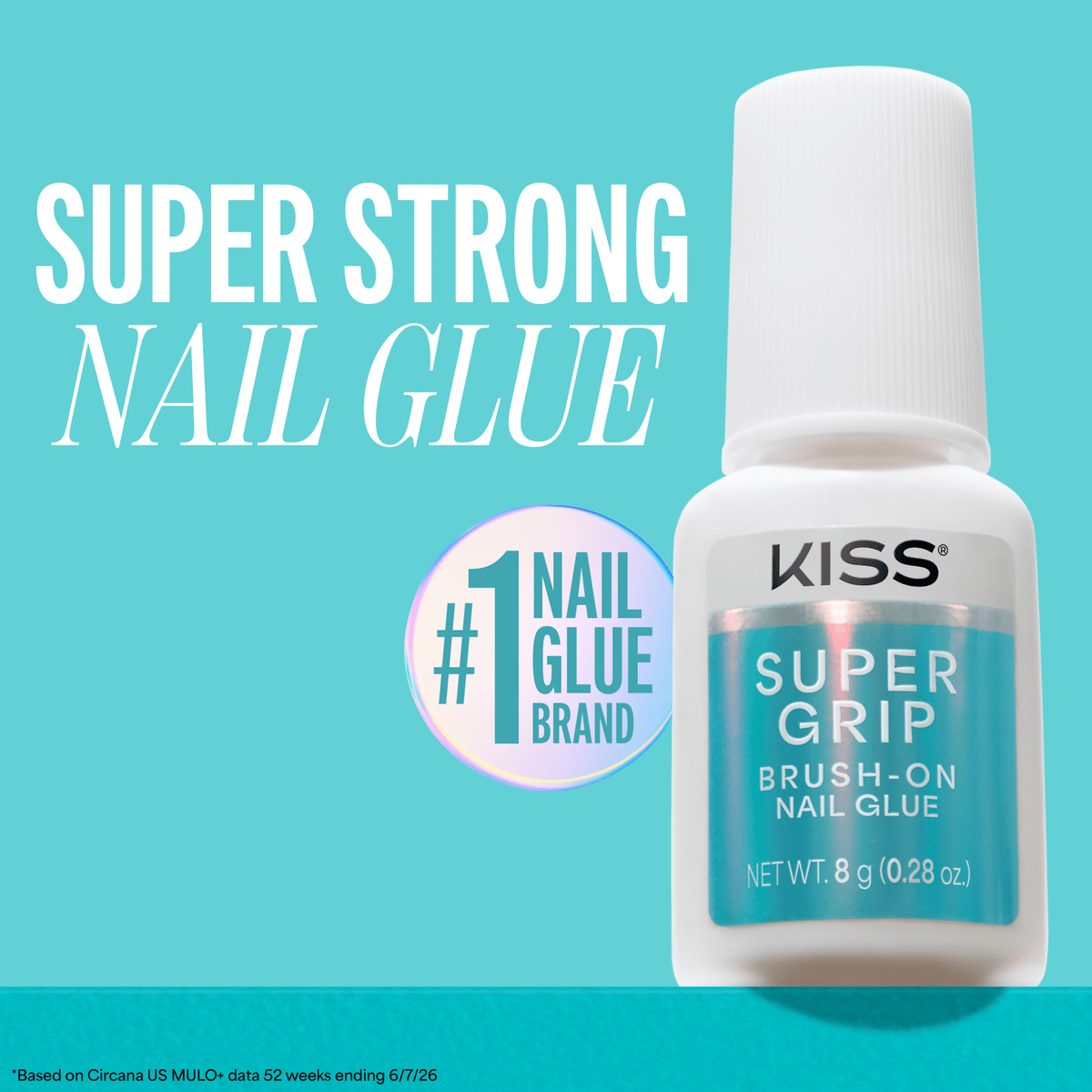 Kiss SuperGrip Brush-On Nail Glue | Nail Adhesive, Press-On Glue, Vitamin E Infused, Long-Lasting Wear, Clean &amp; Strong, 0.28 oz.