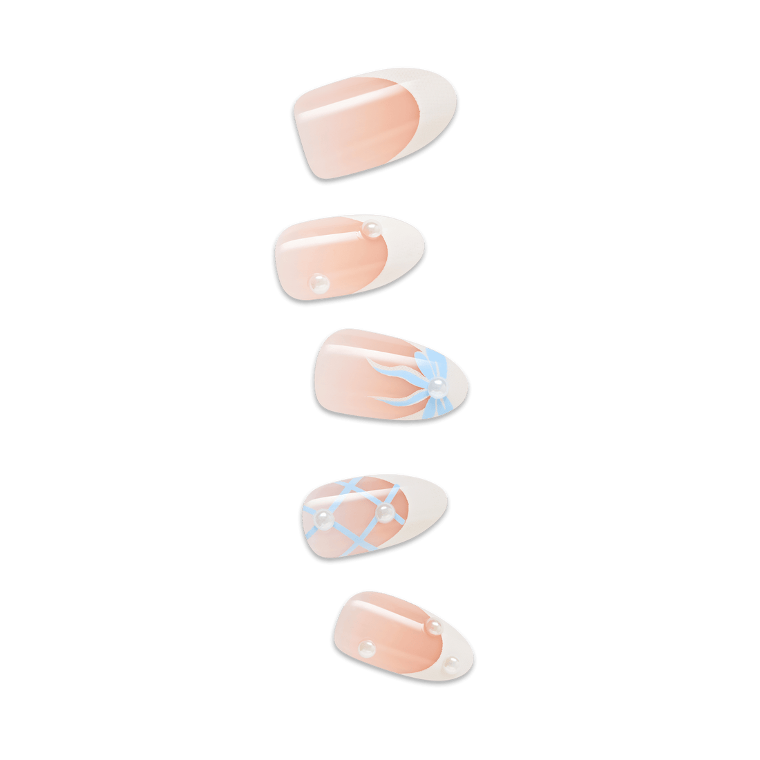 Set of five nails on a transparent background