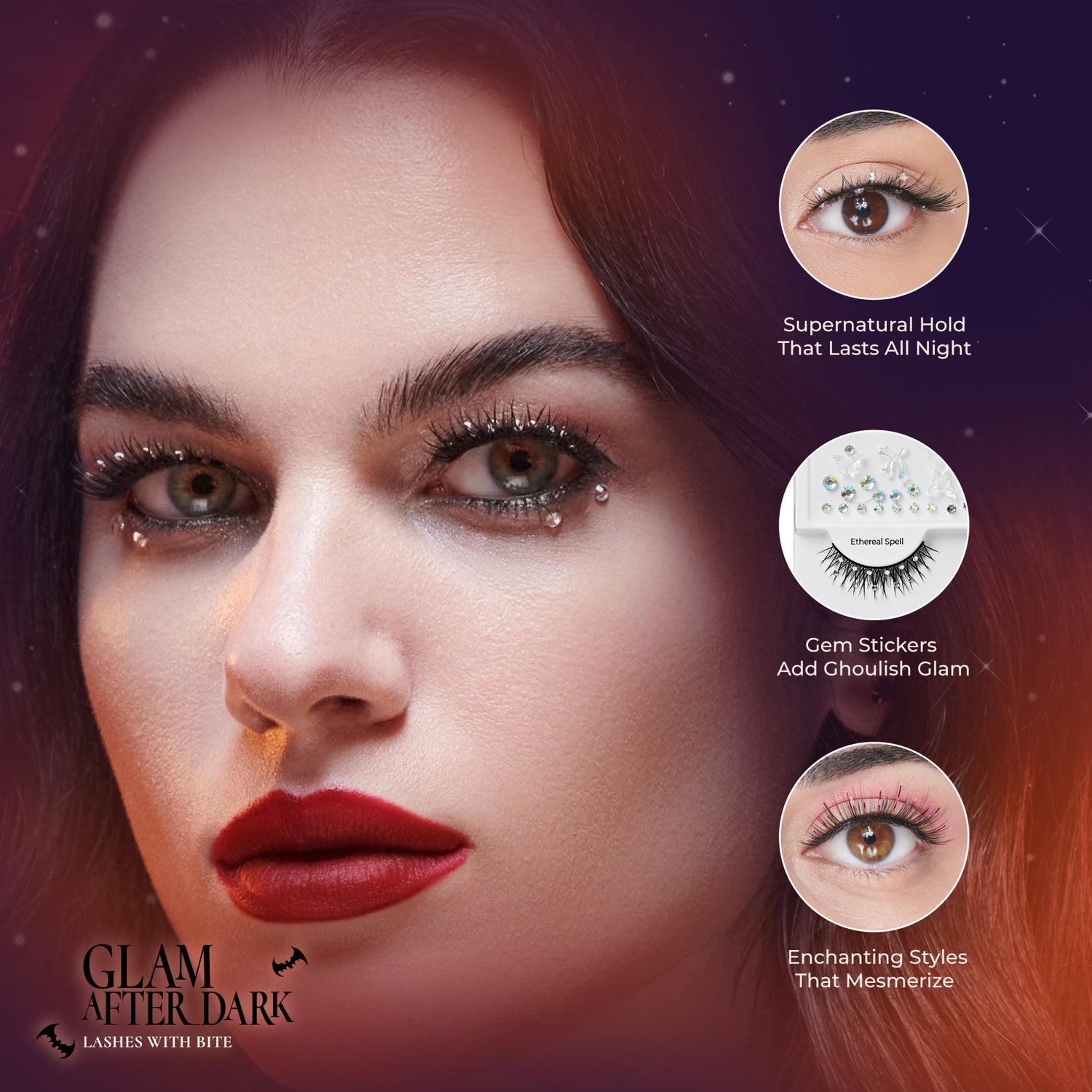 KISS Halloween Decorated Lashes &amp; Gem Sticker - Pumpkin Potion